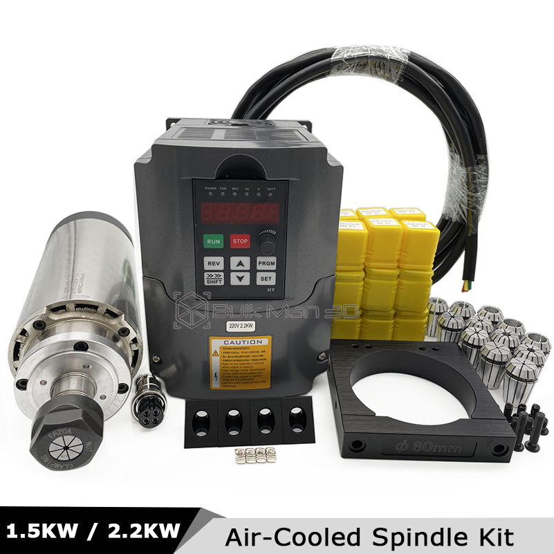Air Cooled 1.5Kw Spindle Motor Inverter 110V - Kit Mandrino CNC Raffreddato ad Aria