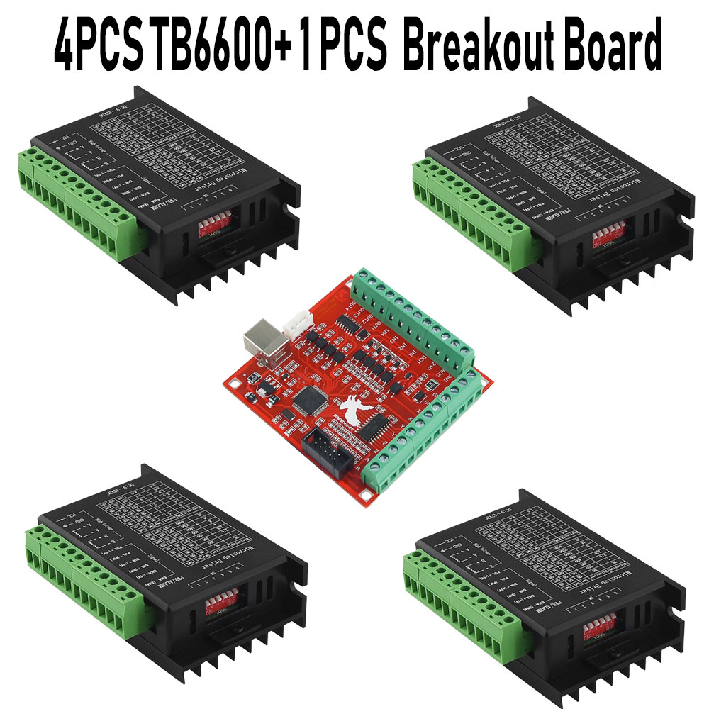 Mach3 Usb Cnc Controller 4 Axis 100Khz - 4PCS Driver del motore passo-passo TB6600