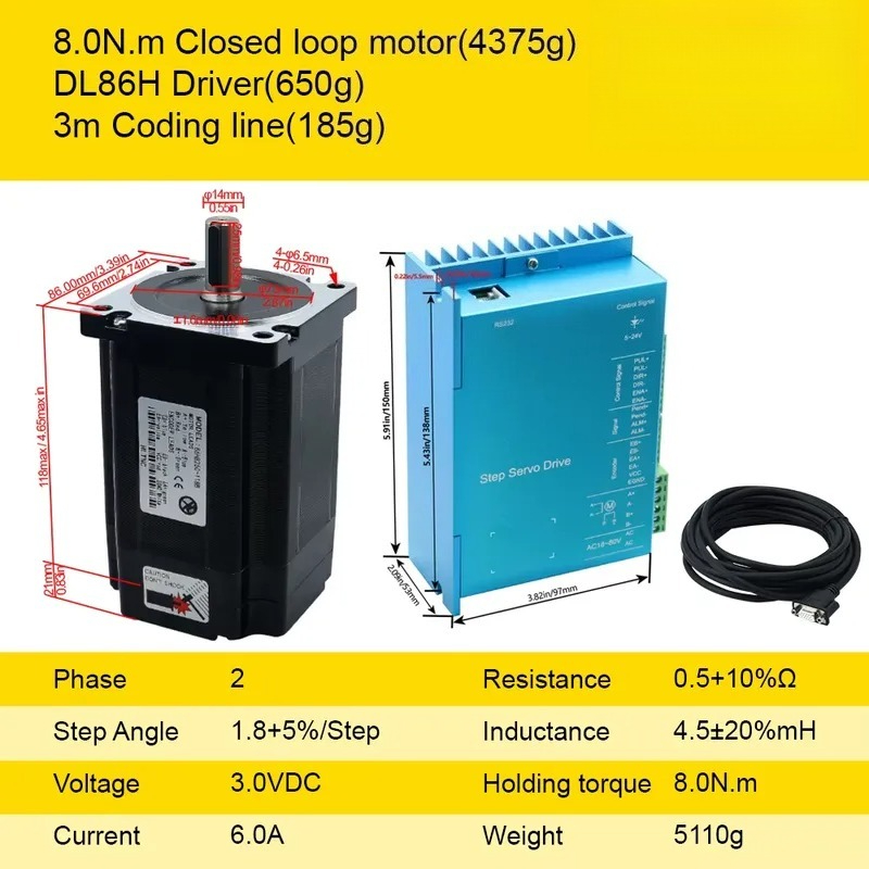 Hybrid Servo Driver Nema 34 8.5Nm - Set di Motori Passo-Passo Industriali Nema
