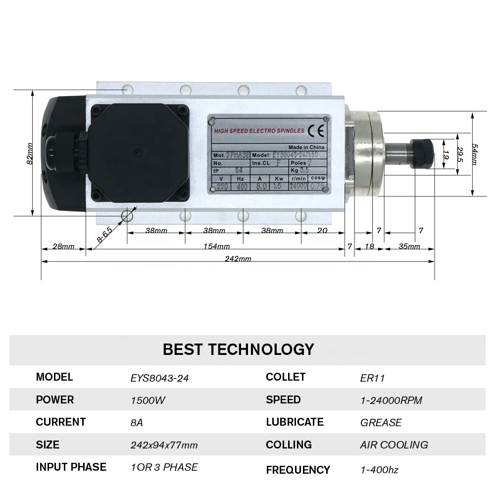 HLTNC 1.5kw Motore Mandrino Ra - Air Cooled 1.5Kw Spindle Motor Inverter 110V recensione e prezzo