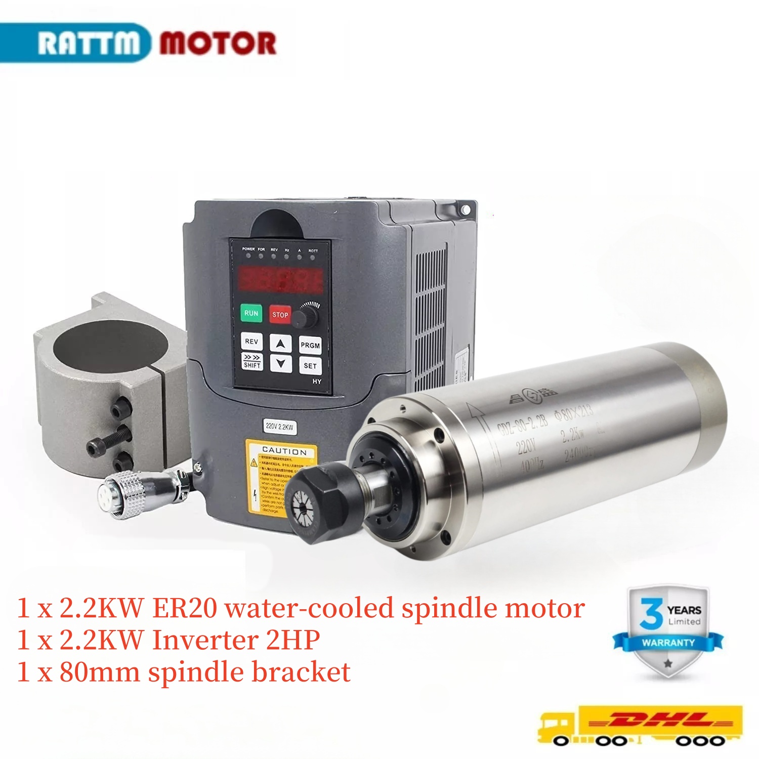 2.2KW 110V o 220V 8A GDZ-80-2. - 2.2Kw Water Cooled Spindle Kit Vfd recensione e prezzo